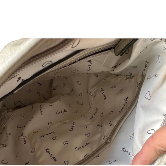 Kate & Alex Cuffaro Cream Italian Design Canvas & Nylon Crossbody Purse Bag - Picture 9 of 12